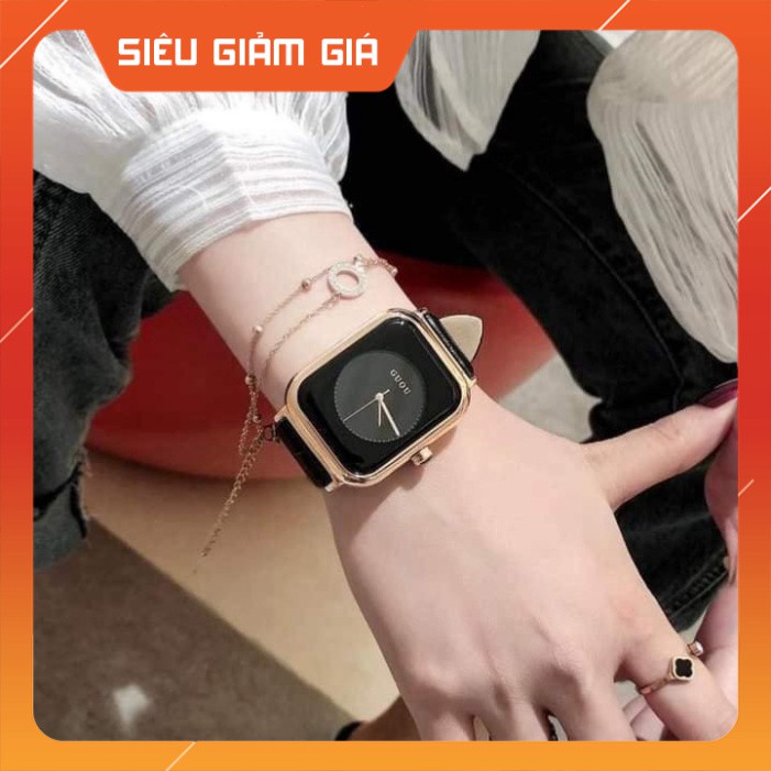 Đồng hồ nữ dây da mặt chữ nhật G.u.o.u siêu xinh , da siêu mêm , siêu bền hợp thời trang - donghoxinh