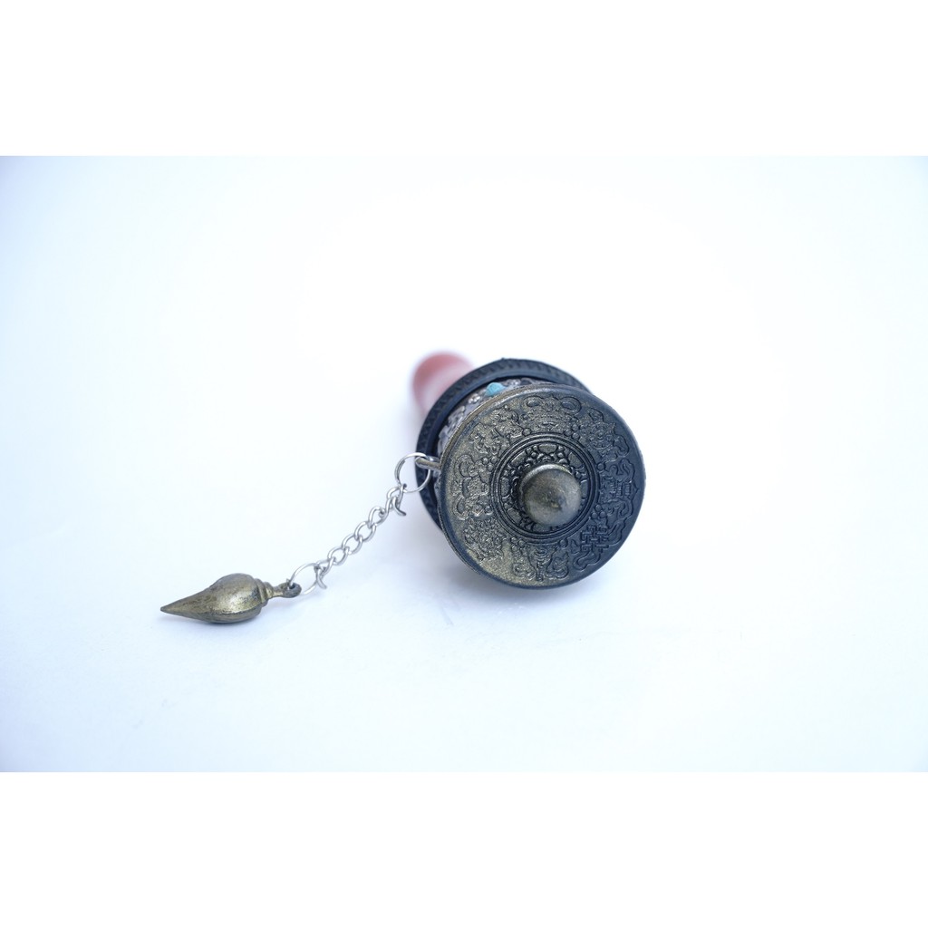 Bánh xe Mani Kinh Luân cầm tay xoay Tây Tạng mạ xám cầu bình an - Cao 11cm | BigBuy360 - bigbuy360.vn