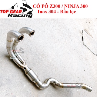 Cổ pô z400 ninja 400 inox 304 họng ra 51mm bầu tổ ong