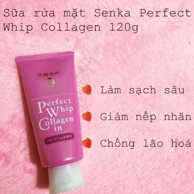 [Hàng Nhật Auth]  Sữa rửa mặt tạo bọt bổ sung Collagen Senka Perfect Whip Collagen In 120G