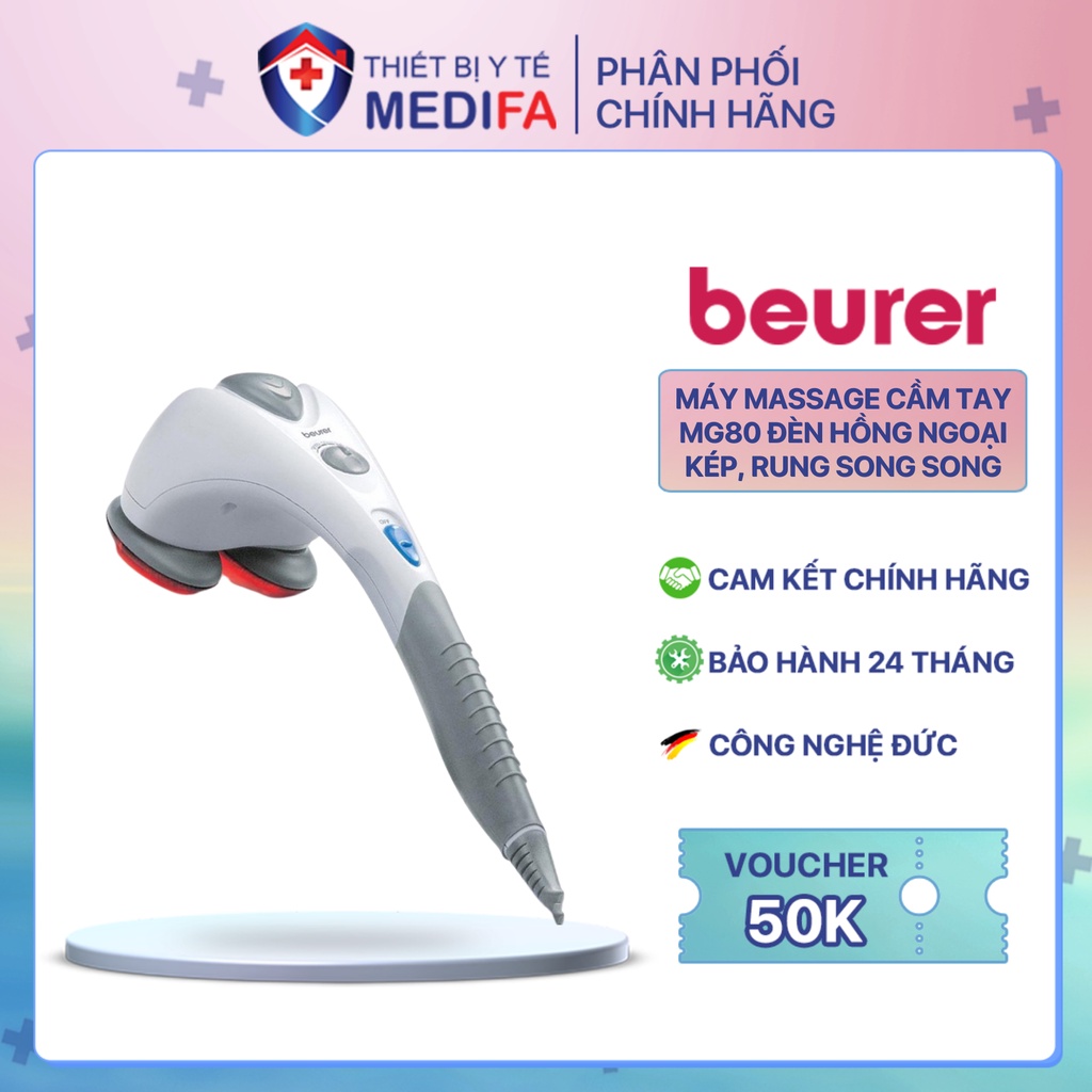 Máy Massage Cầm Tay BEURER MG80 Thiết Kế Đèn Hồng Ngoại 2 Đầu Rung Song Song | BH Chính Hãng 2 Năm
