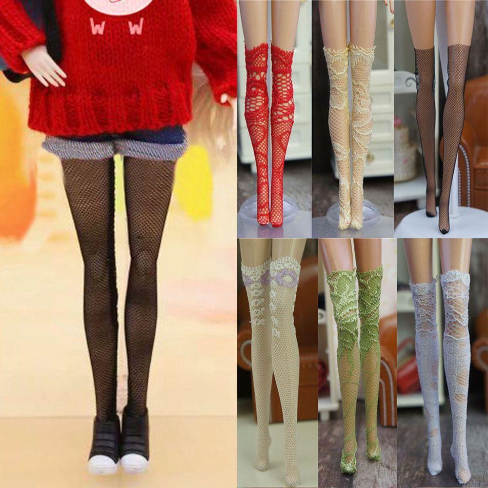 1 Đôi Tất Ren Màu Cầu Vồng Chất Lượng Cao Cho Búp Bê