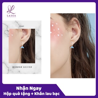Bông tai nữ trang sức mạ bạc Ý S925 Lasea - Hoa tai nàng tiên cá xanh cao cấp L008
