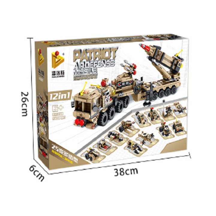 Bộ đồ chơi lắp ráp kiểu lego Panloz 12 trong 1 mô hình xe tên lửa