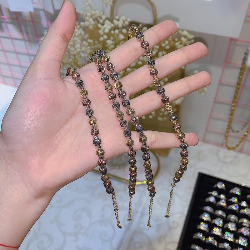 Lắc Tay Bi Xi Mạ Phối Ba Màu - ảnh thật