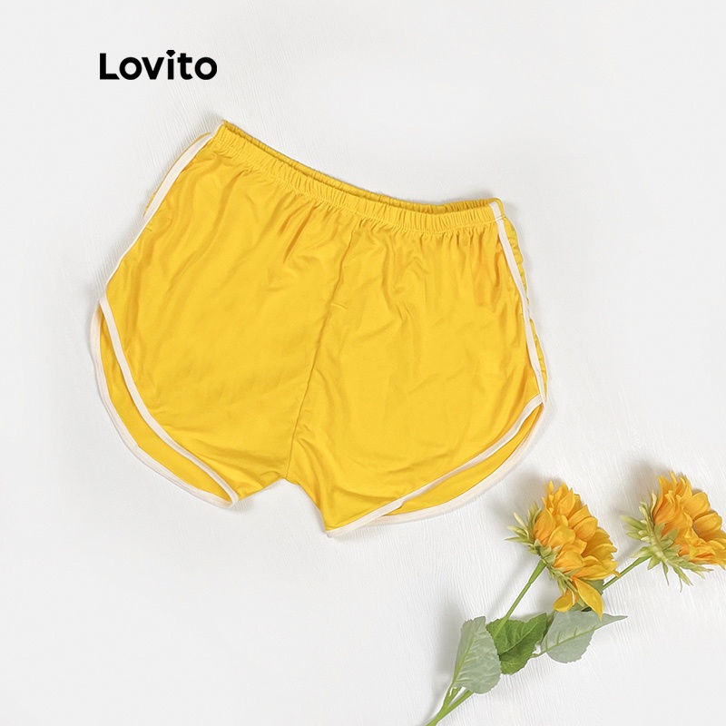 Quần short Lovito L00106 màu xanh lam/ xám/ đen thoải mái khi mặc phong cách thể thao phối màu tương phản | BigBuy360 - bigbuy360.vn