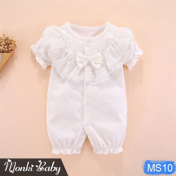 Body cộc tay cho bé gái sơ sinh, mẫu công chúa nhỏ siêu xinh, chất đẹp, size 0-12m | MS10