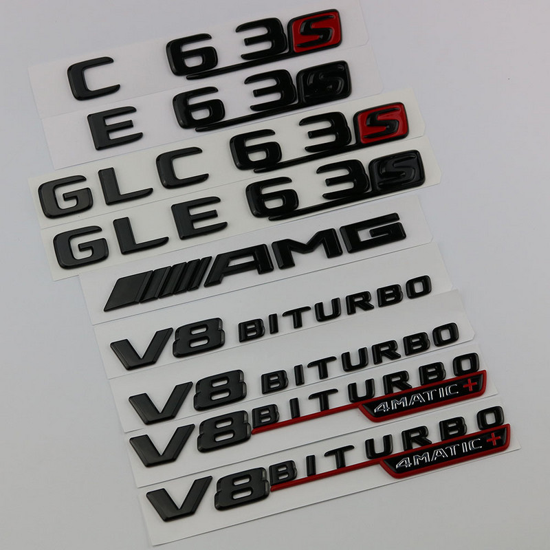 Mercedes Benz C63S E63S GLC63S GLE63S AMG V8 BITURBO 4MATIC + sửa đổi logo ô tô logo phía sau logo b