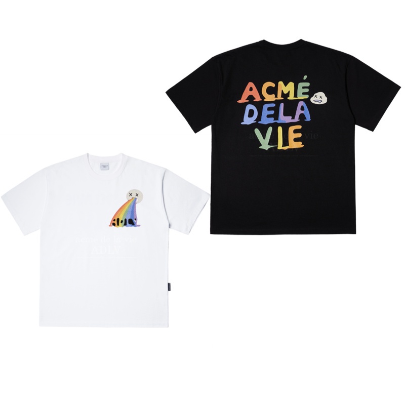 ADLV Áo thun tay ngắn dáng rộng bằng cotton in họa tiết thời trang phong cách Hàn Quốc cho cặp đôi # 44