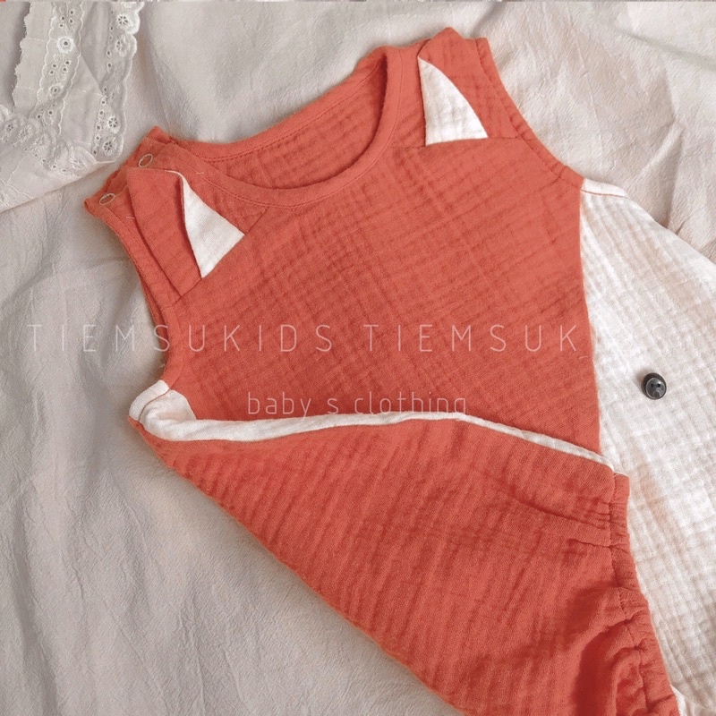 HÀNG TRẺ EM THIẾT KẾ - Body xô muslin cho bé hình mặt cáo