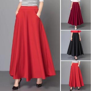 Chân Váy Xòe Dài Lưng Cao Xếp Ly Thời Trang Thu Hè Thu plus size Cho Nữ