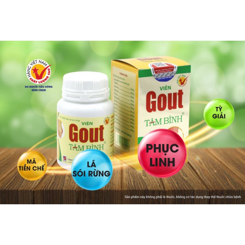 Viên Gout Tâm Bình - Lọ 60 viên - Hỗ trợ giảm Gut từ thảo dược, giảm acid uric máu