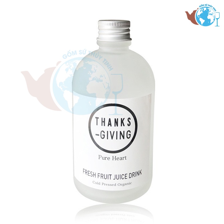 Chai tròn 300ml nắp nhôm đựng nước ép, đựng cafe, chai thuỷ tinh tròn 300ml