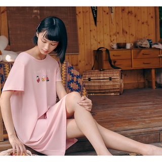 Đầm Thun Tay Ngắn Dáng Rộng In Trái Cây Họa Tiết Dễ Thương Basic Xẻ Tà Hot Trending Chất Cotton Mềm Mát  TTDS0281