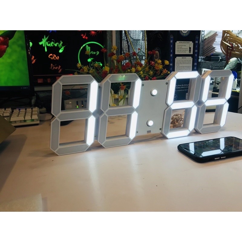 Đồng hồ led treo tường 3D cao cấp - Dùng APP Mobile - Đổi 3 màu