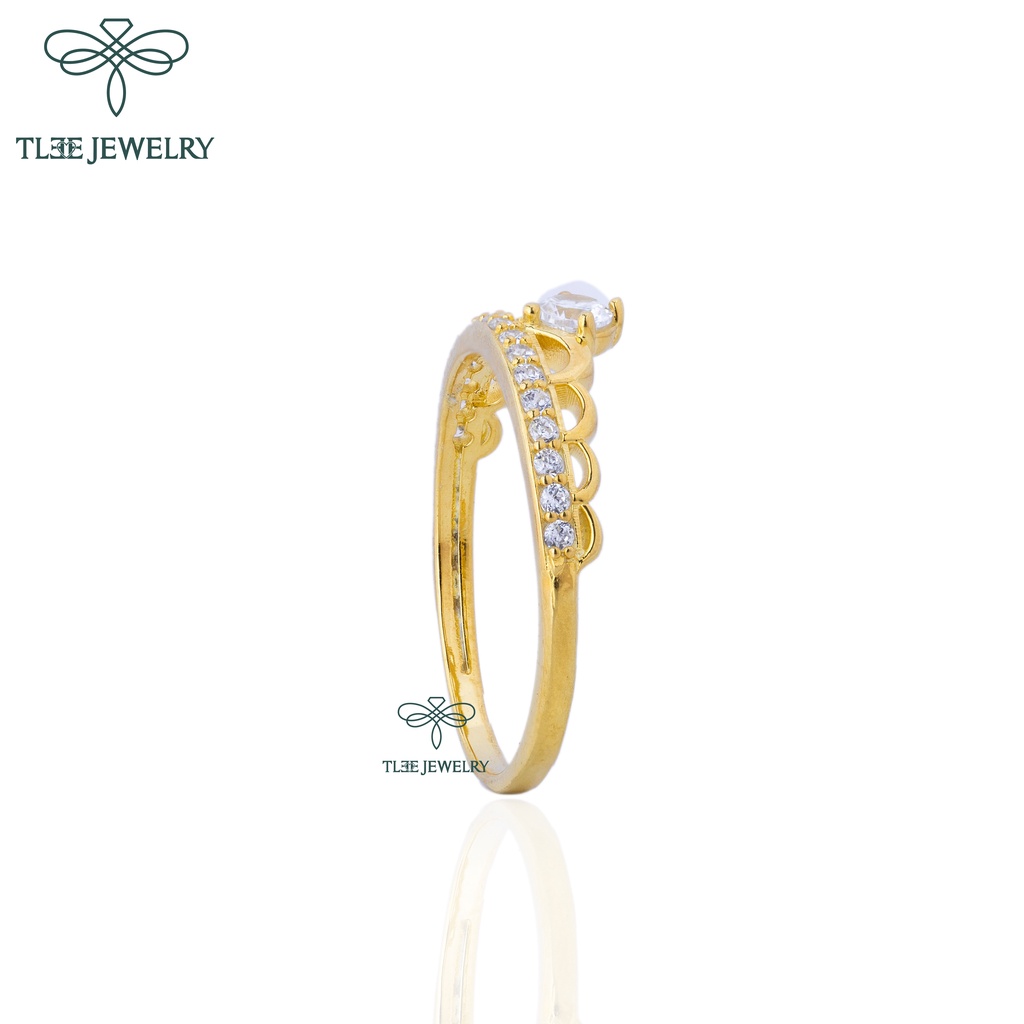 Nhẫn bạc nữ TLEE vương miện nữ hoàng mạ vàng 14k sang trọng TleeJewelry A0148