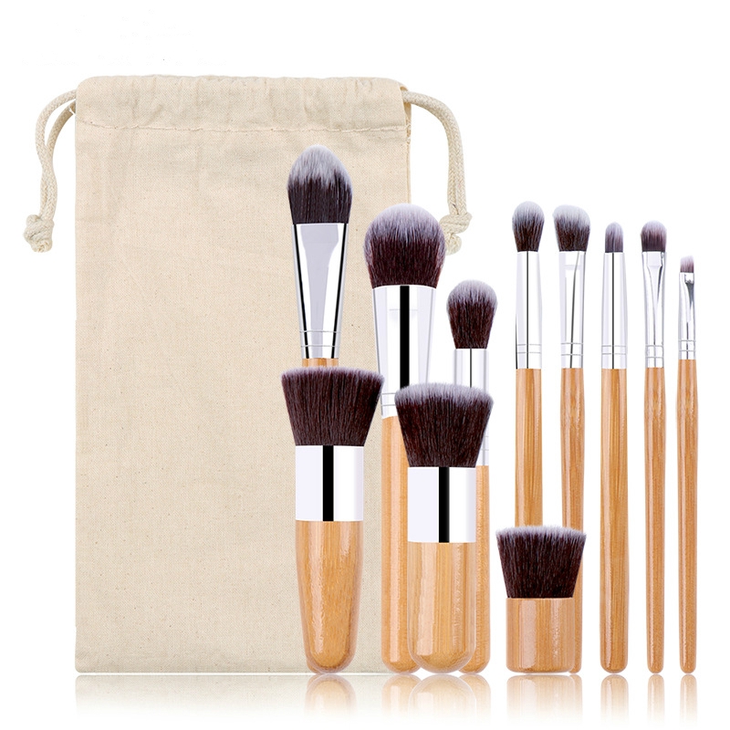 11 pcs/Pack Beauty Tools Makeup Brush Bamboo Handle