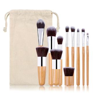 11 pcs/Pack Beauty Tools Makeup Brush Bamboo Handle