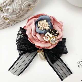 Cài áo Nơ Hoa Hồng bằng lụa handmade - mã 80