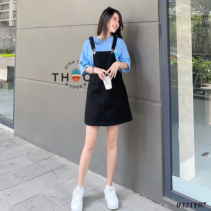 Yếm jeans váy túi trước ngắn đen THOCA HOUSE trẻ trung, năng động, phối mọi trang phục hiện đại