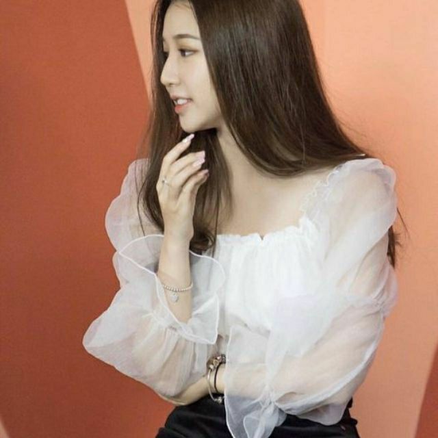 Áo croptop công chúa bẹt vai bo eo hot hit