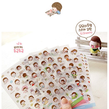 Set DIY Sticker 6 Tấm Trang Trí Phong Cách Hàn Quốc Momoi - Văn Phòng Phẩm Sáng Tạo