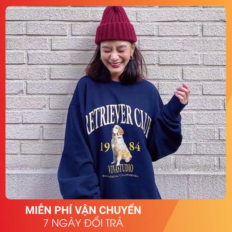 Áo Nỉ Club 1984 24 April Unisex [FREESHIP] Sweater form rộng tay bồng in hình chú cún, thun mùa đông nam nữ Ulzzang