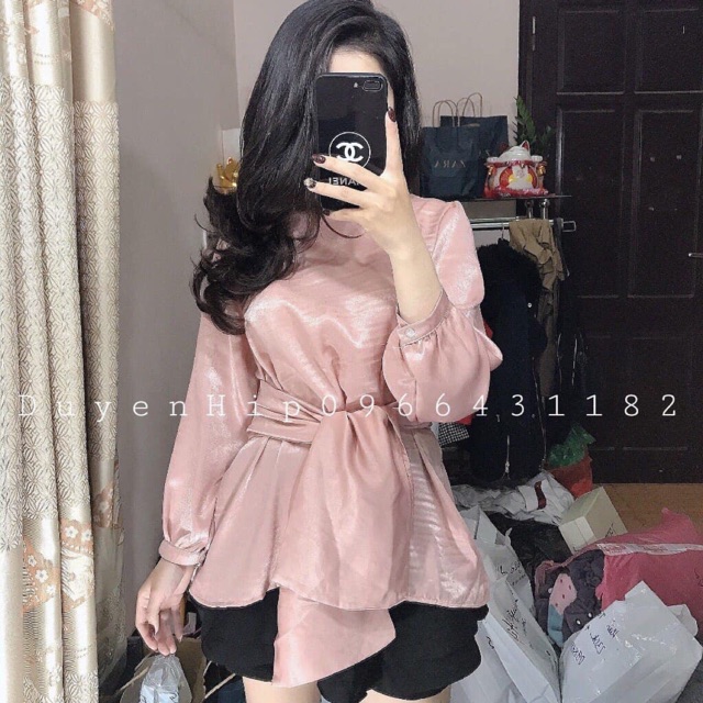 Mẫ sơ mi lụa buộc nơ