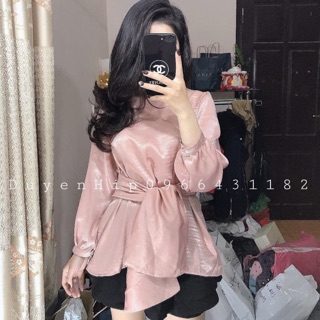 Mẫ sơ mi lụa buộc nơ
