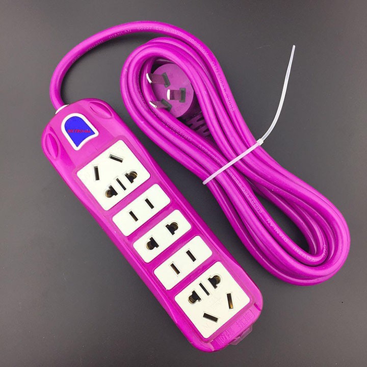 [GIÁ TỐT] Ổ điện chống giật thông minh dây dài 4m màu tím - Ổ cắm điện 12 phích