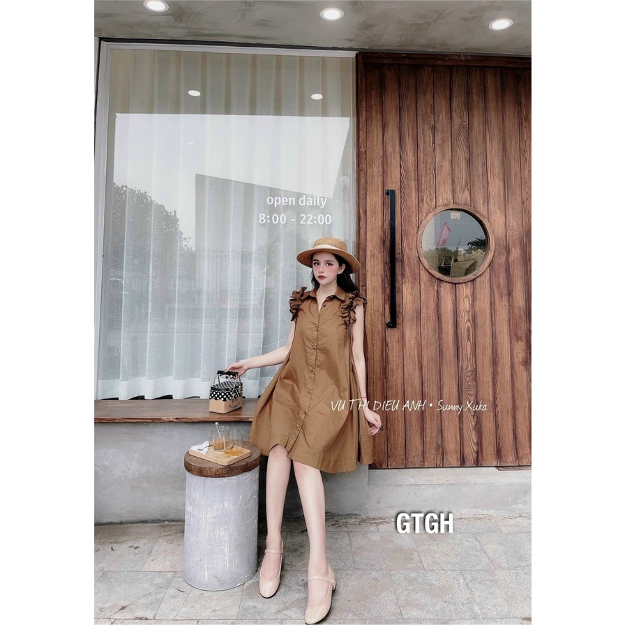 Váy Bầu Công Sở Đầm Bầu Dáng Suông Cổ sơ mi Freesize từ 43-70kg