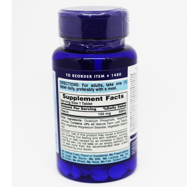 Viên uống bổ sung Vitamin B3 PP nhiệt miệng, viêm da, ngừa lão hóa Puritans Pride Niacin 100 viên.