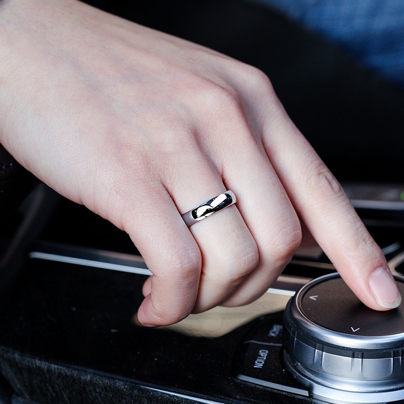 Nhẫn nữ nam bạc tròn Titan không gỉ thời trang đơn giản phong cách Hàn Quốc N10