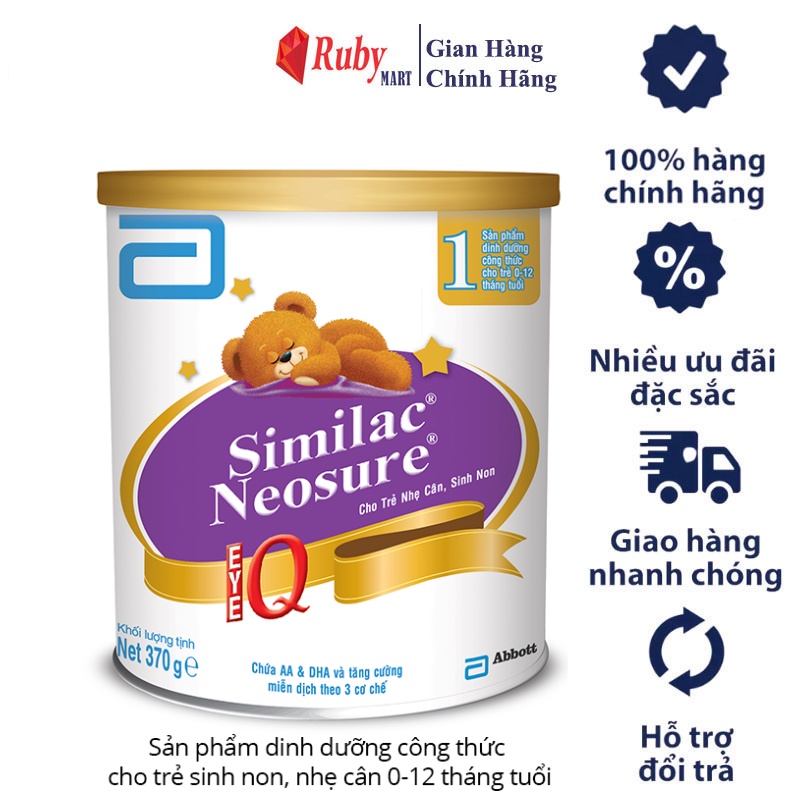 [Date T4/25] Sữa Bột Similac Neosure 1 Cho Trẻ Sinh Non Nhẹ Cân 370g