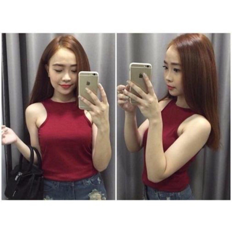 Áo ba lỗ ngược dáng croptop chất thun cotton siêu co dãn