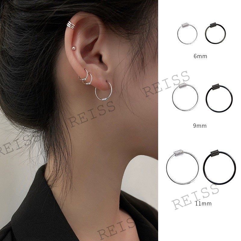 Khuyên Tai Tròn Xoắn 6-10mm Bằng Bạc 100% S925 Cho Cặp Đôi