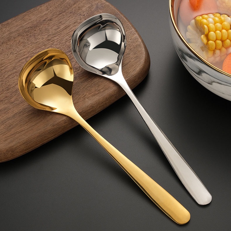 Muỗng canh đầu tròn lớn bằng thép không gỉ 304 chất lượng cao