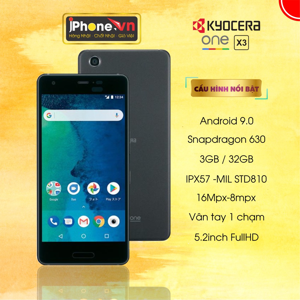 Điện thoại Kyocera Android One X3 chuẩn quân đội , chống nước , khung thép siêu cứng ,Android 10 | BigBuy360 - bigbuy360.vn