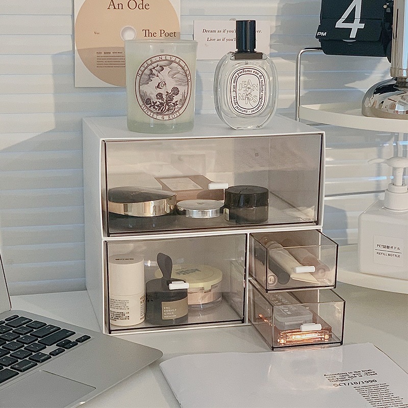Hộp Đựng Mỹ Phẩm Để Bàn Nhiều Ngăn Chống Bụi Tiện Dụng