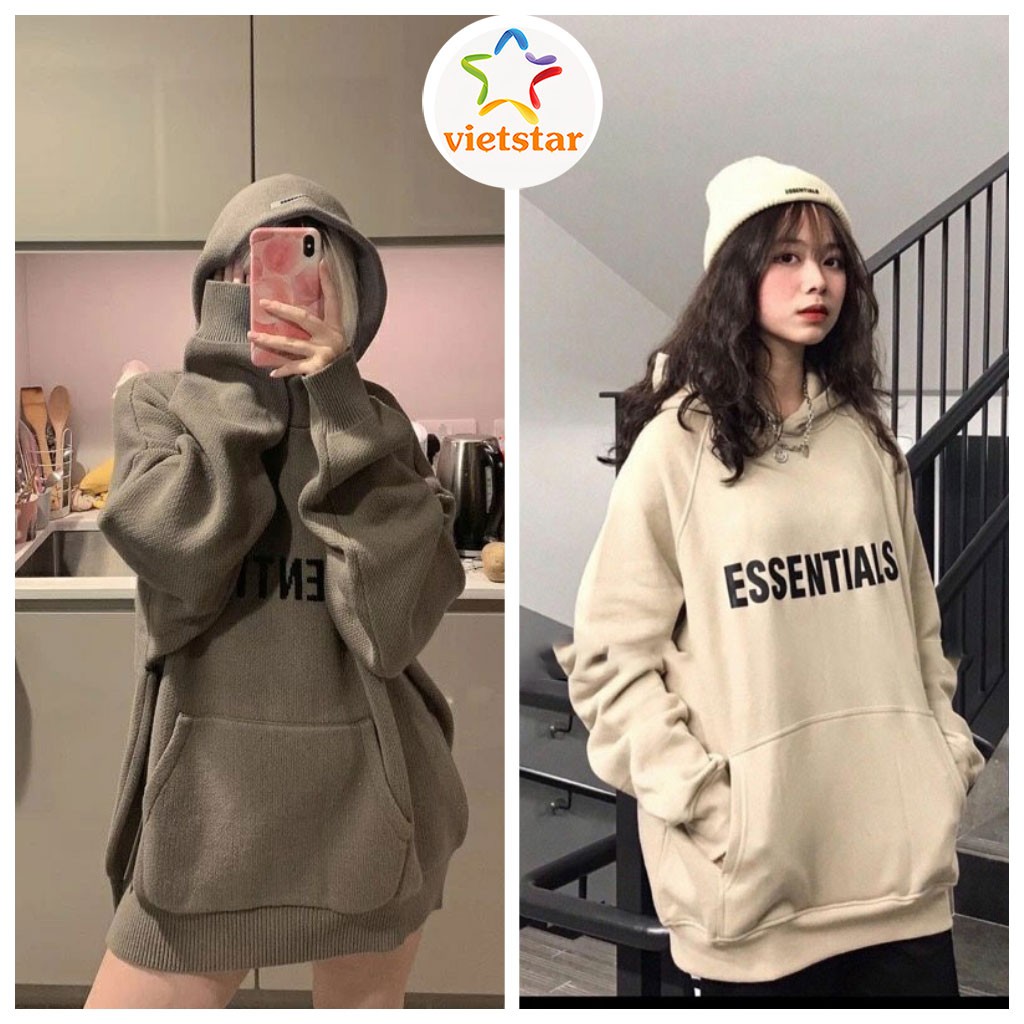 Áo Hoodie ESSENTIALS tay bồng áo nỉ nữ vintage hot trend_VIETSTAR