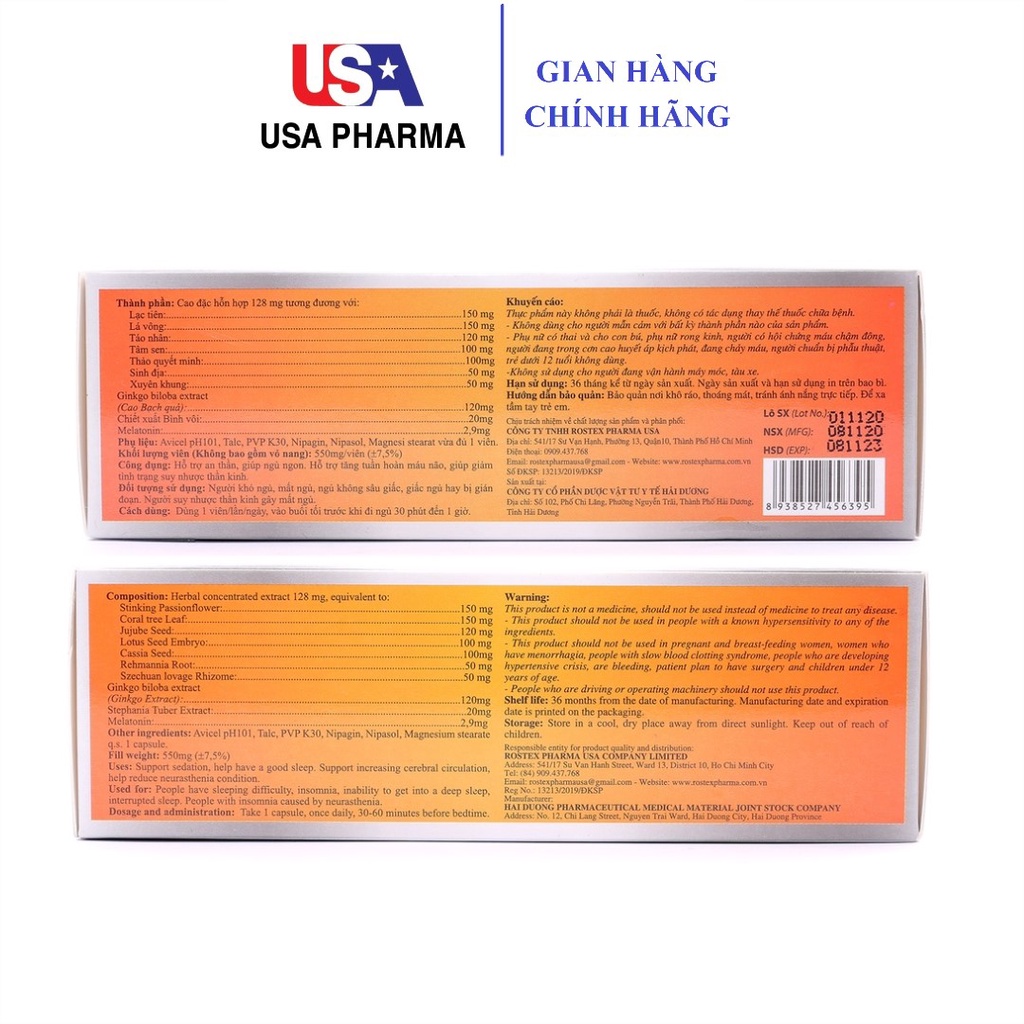 Viên uống ngủ ngon thảo dược Giấc Ngủ Vàng HDPHARMA giảm mất ngủ - 30 viên [Giấc Ngủ Vàng HD Vàng]
