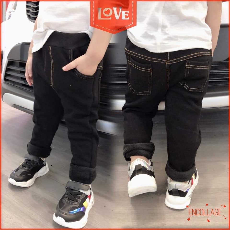Combo 25 quần giả jean lót nỉ cho bé