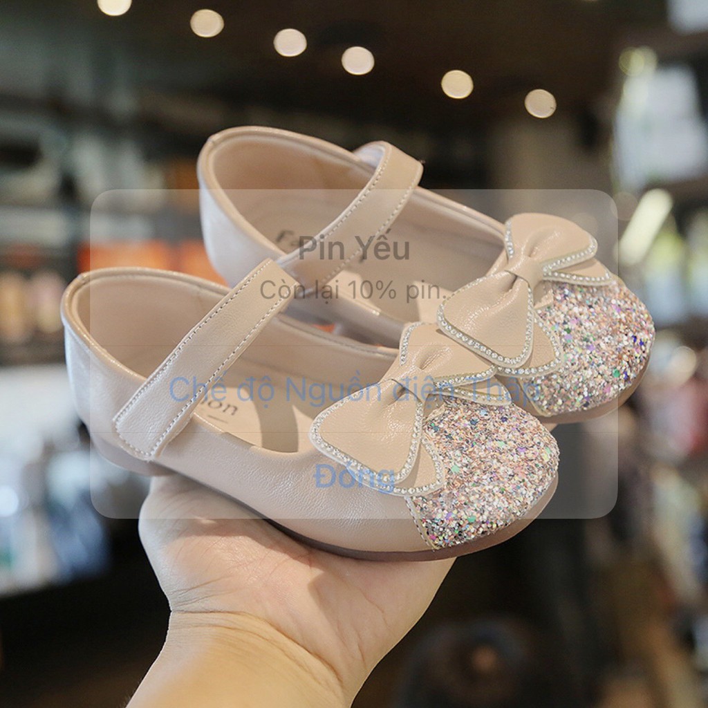 Giày Bé Gái - Giày búp bê da mềm phong cách Vitage Hàn Quốc có quai dán cho bé gái dễ thương V12