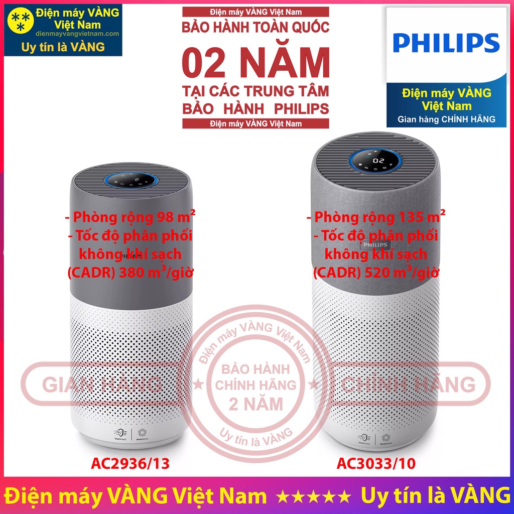 [Mã ELHA10 giảm 6% đơn 5TR] Máy lọc không khí Philips AC2936 AC3033 - Hàng chính hãng (Bảo hành 2 năm toàn quốc)