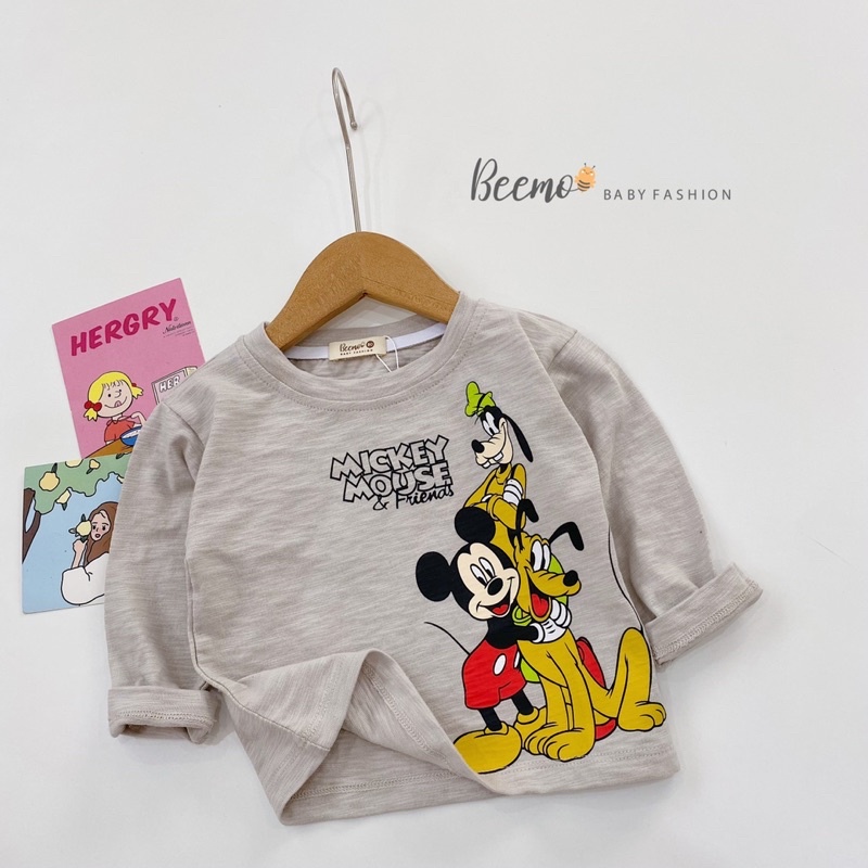 Áo thun dài tay cotton bé trai thương hiệu Beemo, hình in mickey siêu xinh
