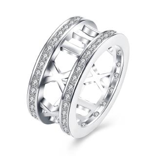 Nhẫn Số La Mã Đính Đá Zircon