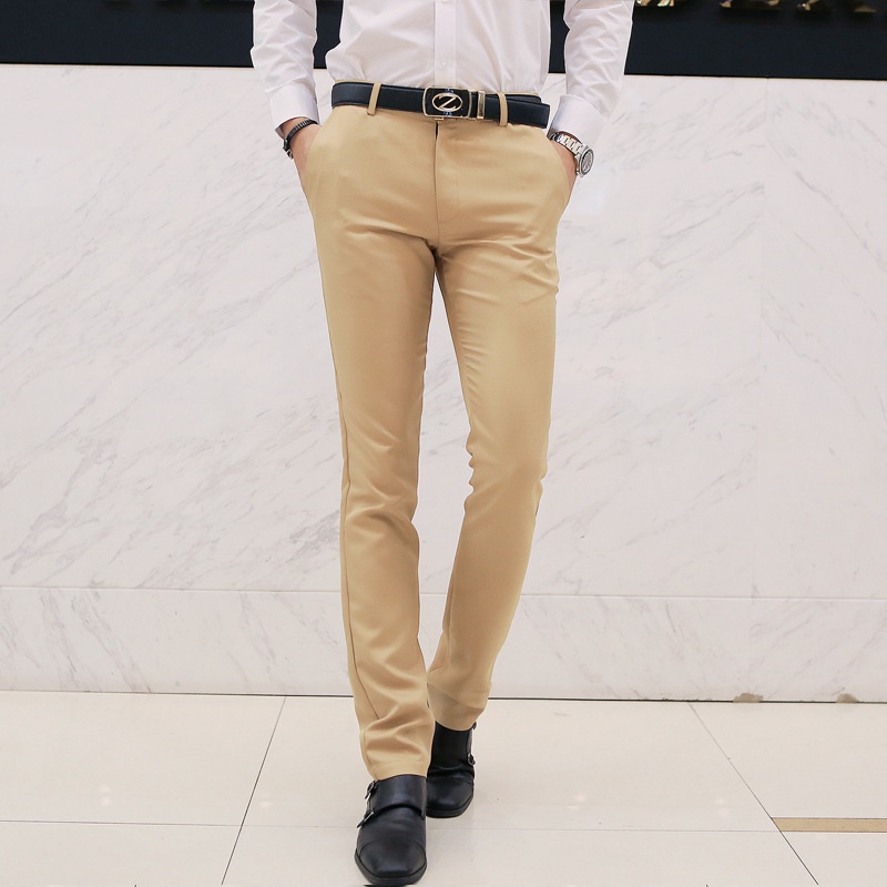 BEFOYI Men's Suit Pants Korean Office Wear Slim Fit in Black White S-5XL
