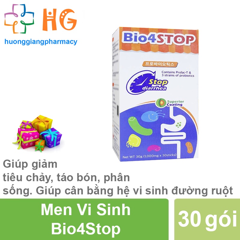 Men vi sinh Bio4stop giúp bé ngừa rối loạn tiêu hóa Cân bằng hệ vi sinh đường ruột Giảm tiêu chảy táo bón Hộp 30 gói