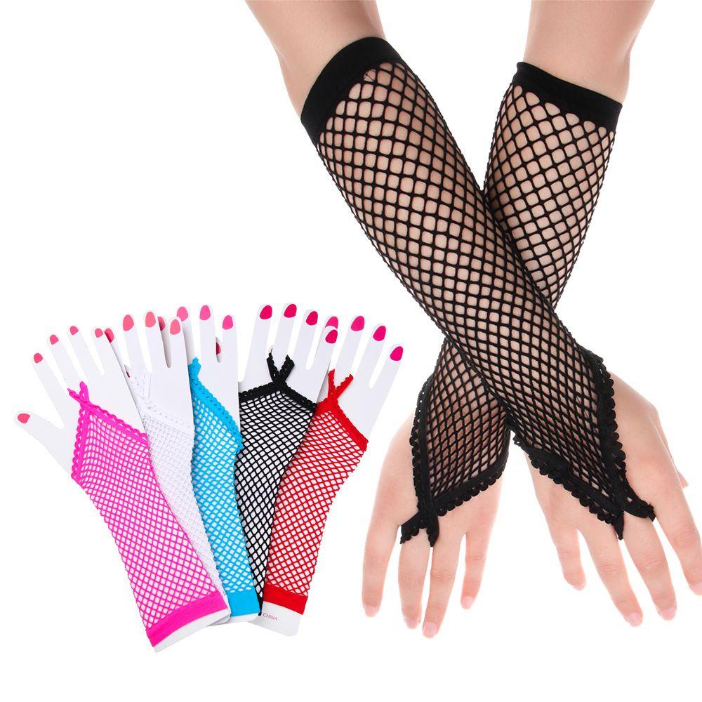 MIHAN1 Găng Tay Lưới Dài Thoáng Khí Biểu Diễn Nhảy Múa Cho Nữ