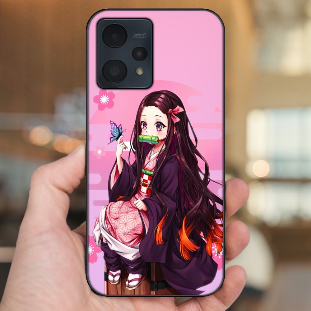 Ốp lưng Realme 9, 9 Pro, 9 Pro Plus viền đen in hình Nezuko Kimetsu no Yaiba
